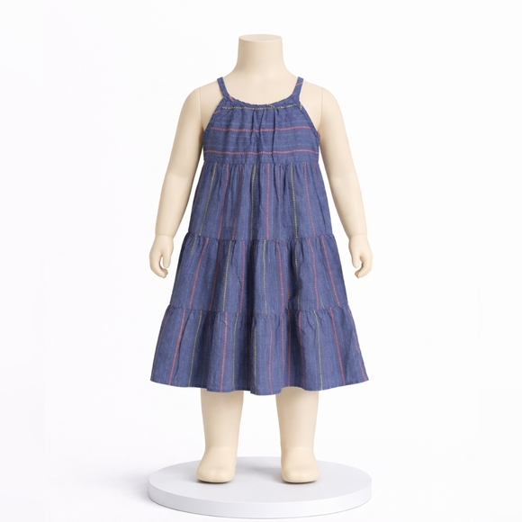 Cat & Jack Other - Cat & Jack Blue Dress with Colorful Stripes